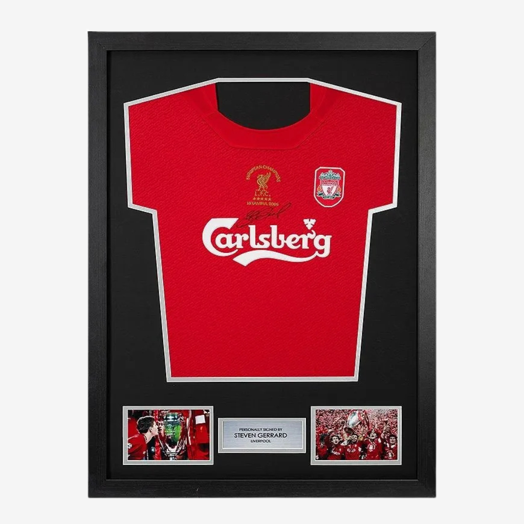 Steven Gerrard Signed Liverpool Football Shirt - 2005 Champions League Winners - Framed