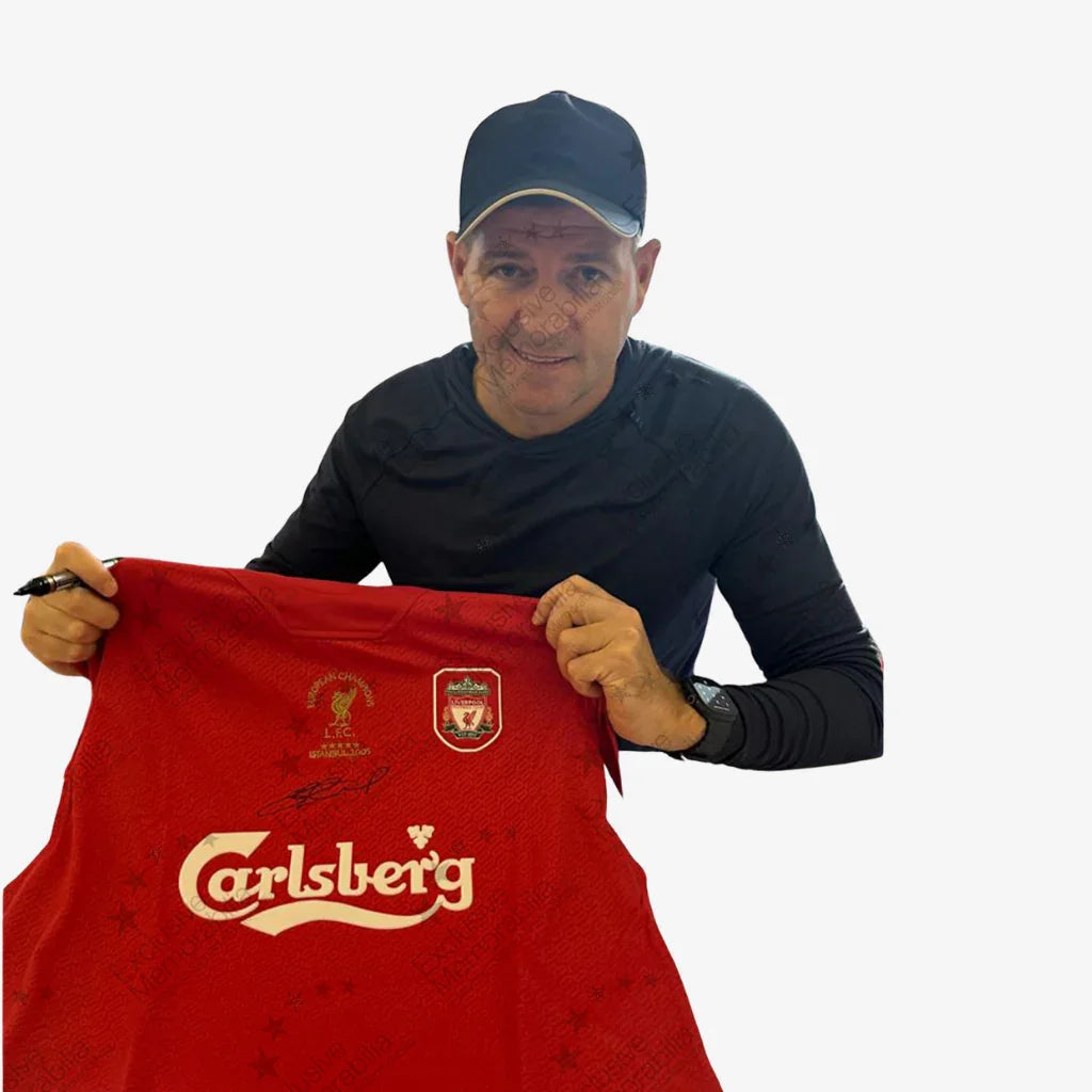 Steven_Gerrard_Signed_Liverpool_Football_Shirt_-_2005_Champions_League_Final_-_proof | Iconic Shirts
