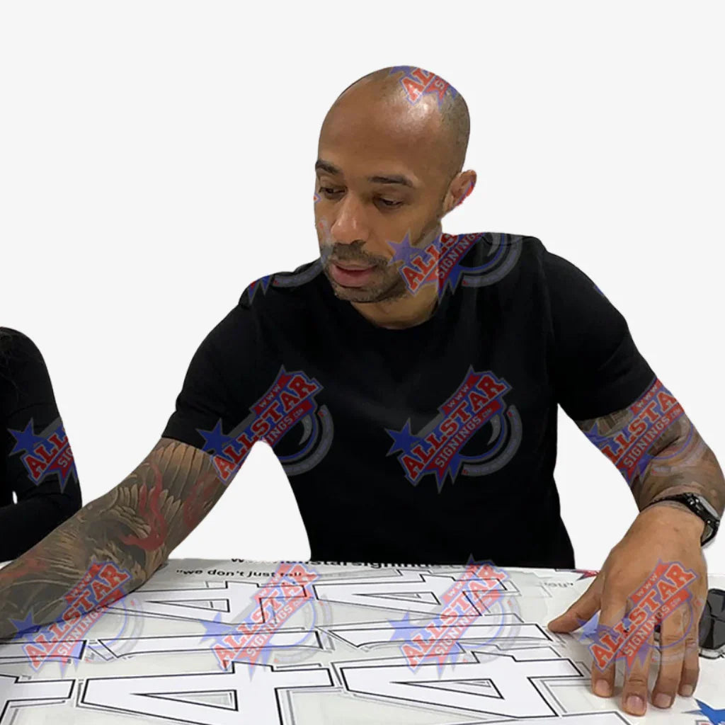 ThierryHenrySignedArsenalFootballShirt-CentenaryRetroHome-proof | Iconic Shirts