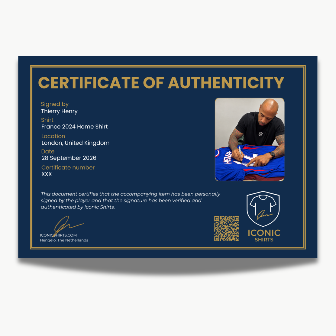 ThierryHenrySignedFranceHomeFootballShirt-COAcertificate | Iconic Shirts