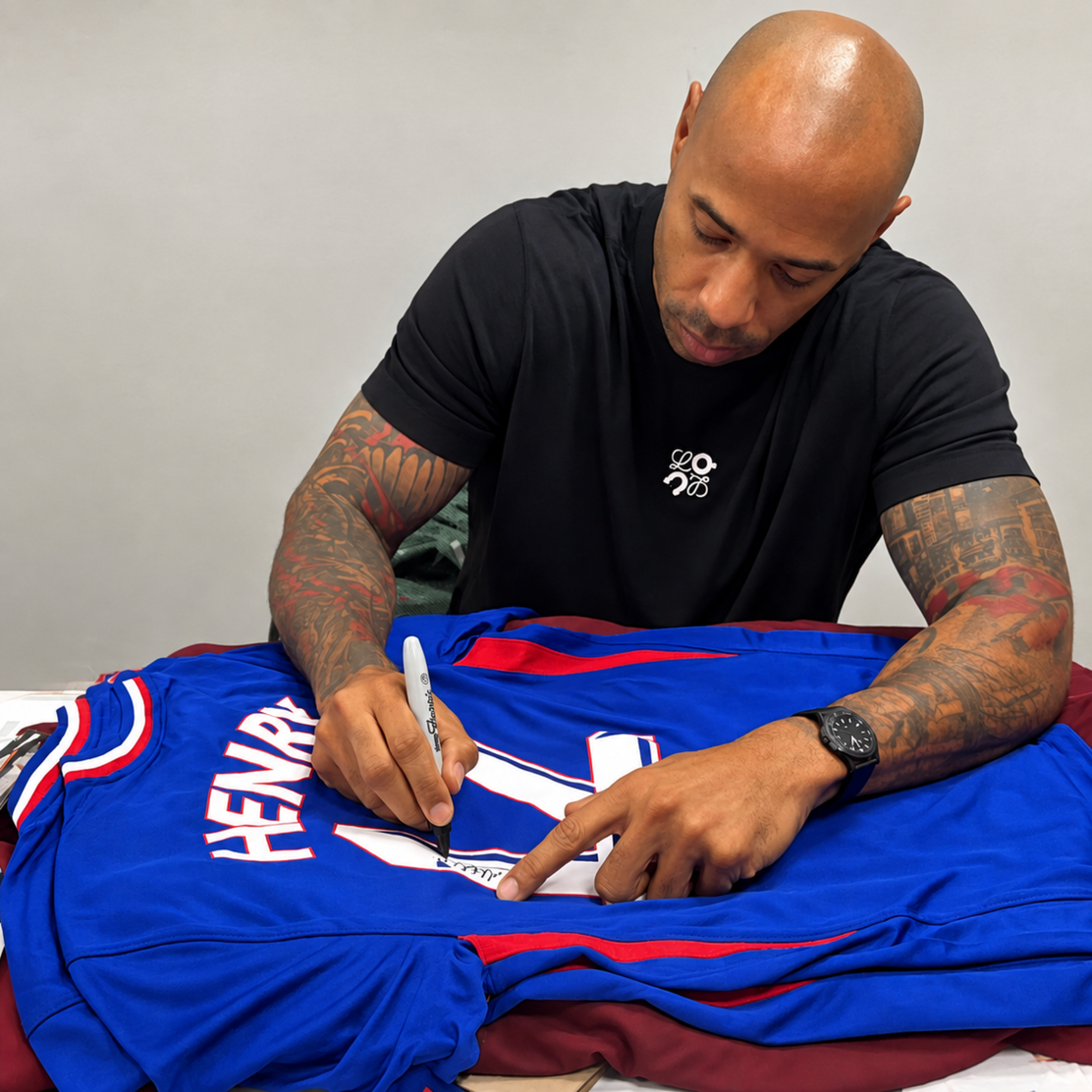 ThierryHenrySignedFranceHomeFootballShirt-signingproof | Iconic Shirts