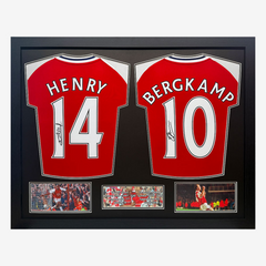 Thierry Henry & Dennis Bergkamp Signed Arsenal Football Shirts - Double Framed Display