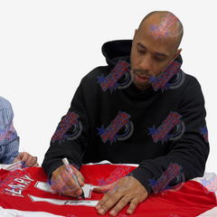Thierry Henry & Dennis Bergkamp Signed Arsenal Football Shirts - Double Framed Display