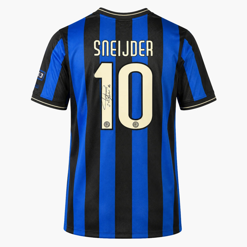 Wesley Sneijder signiertes Inter-Mailand-Fußballtrikot – Heimtrikot CL-Finale 2010, Rückseite | Iconic Shirts