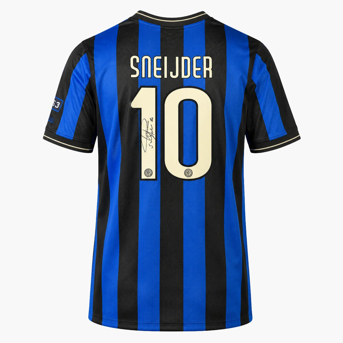 Wesley Sneijder signiertes Inter-Mailand-Fußballtrikot – Heimtrikot CL-Finale 2010, Rückseite | Iconic Shirts