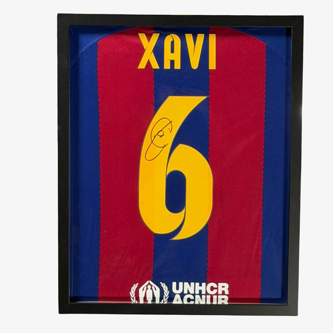 XaviHernandezSignedFCBarcelonaFootballShirt-2023-24Home-framed | Iconic Shirts