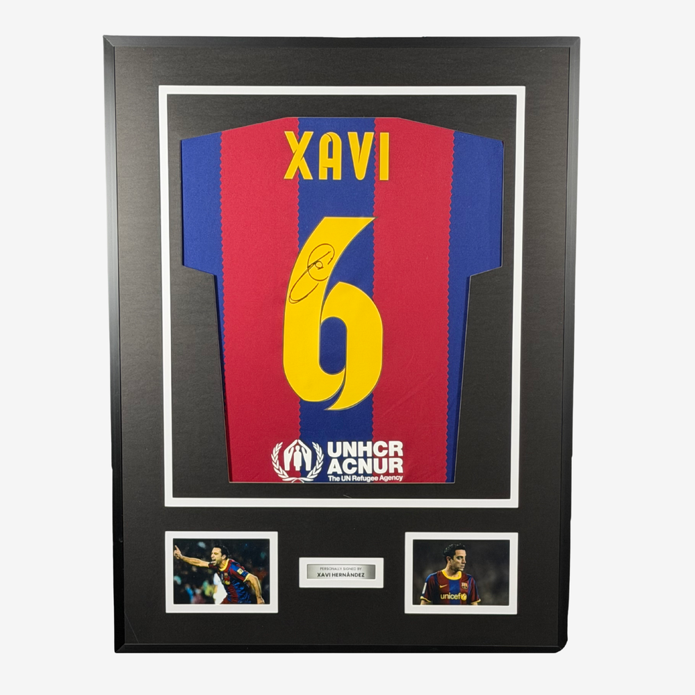 Xavi Hernández Signed FC Barcelona Home Shirt 2023-24 - Framed - Iconic Shirts # #