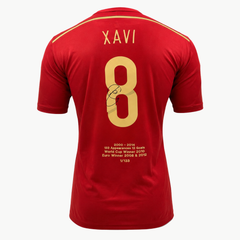 Xavi Hernández Signed Spain 2014-15 Football Shirt – Career Embroidery
