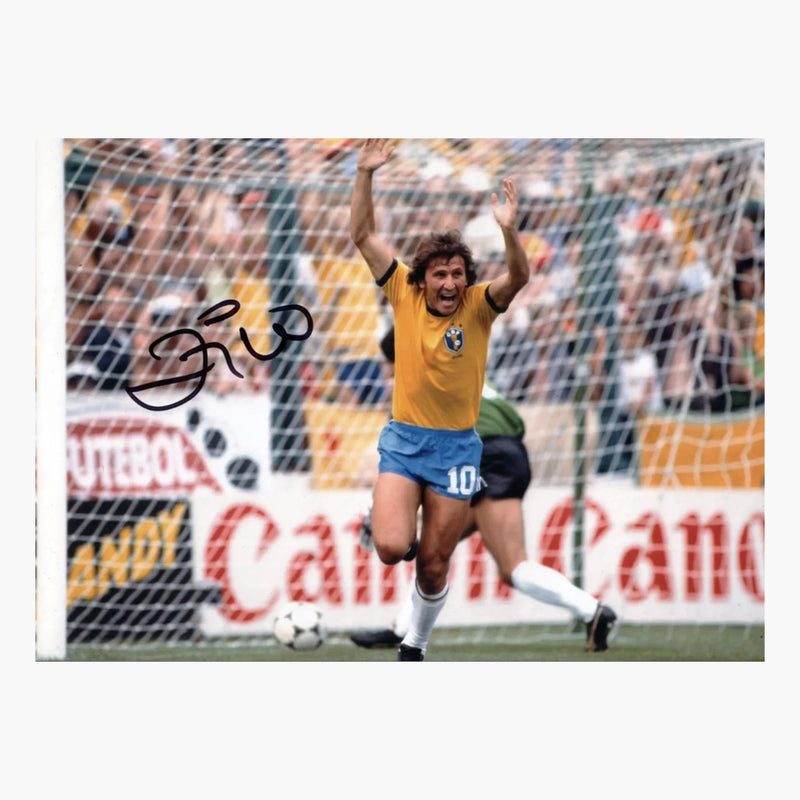 ZicoSignedBrazilFootballPhoto-1982Goal | Iconic Shirts