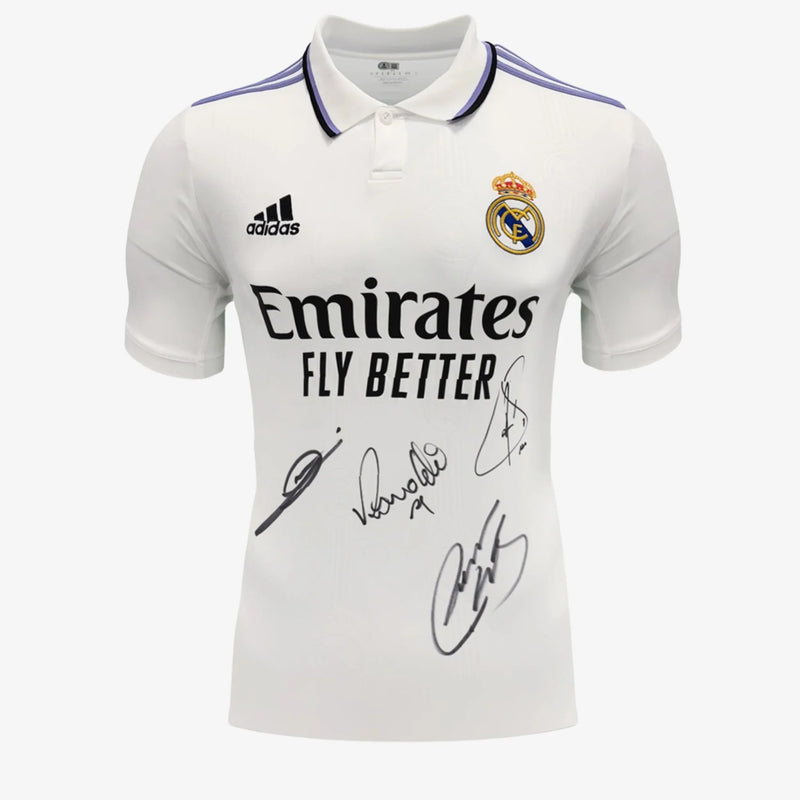 Zidane_Ronaldo_RobertoCarlos_RaulSignedRealMadridShirt | Iconic Shirts