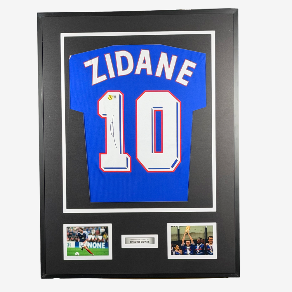 Zinedine Zidane Signed France 1998 World Cup Final Home Shirt – Framed - Iconic Shirts