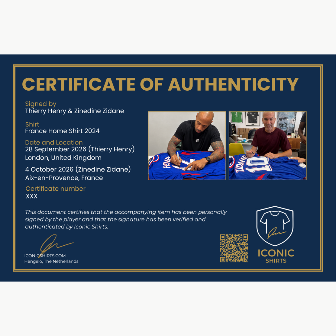 ZinedineZidane_ThierryHenryDoubleSignedFranceShirts_Framed-COAcertificate | Iconic Shirts
