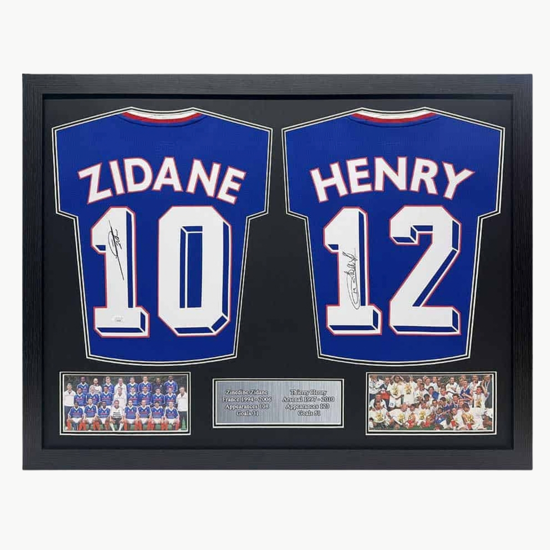 ZinedineZidane_ThierryHenryDoubleSignedFranceShirts_Framed | Iconic Shirts